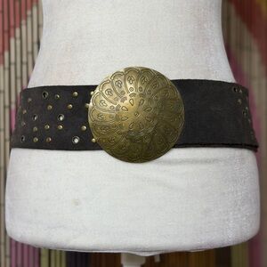 90s Y2K Suede Medallion Wide Belt